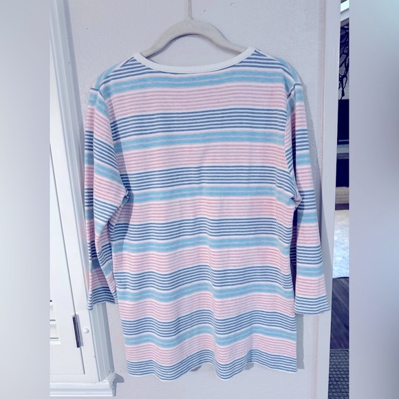 L.L. Bean Blue and Pink Striped Tunic - Picture 2 of 4
